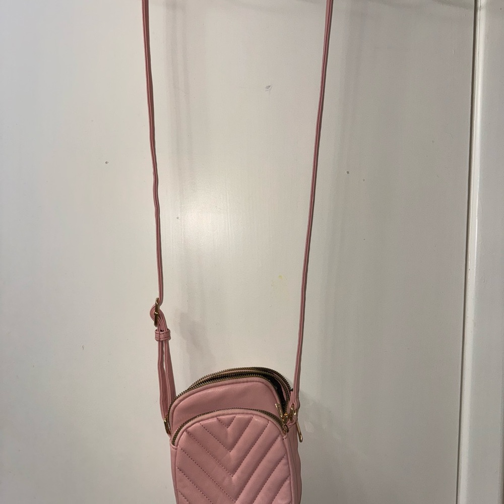 Pink Quilted Crossbody Bag